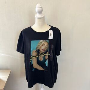 Dua Lipa black short sleeve tee shirt Size CL NWT